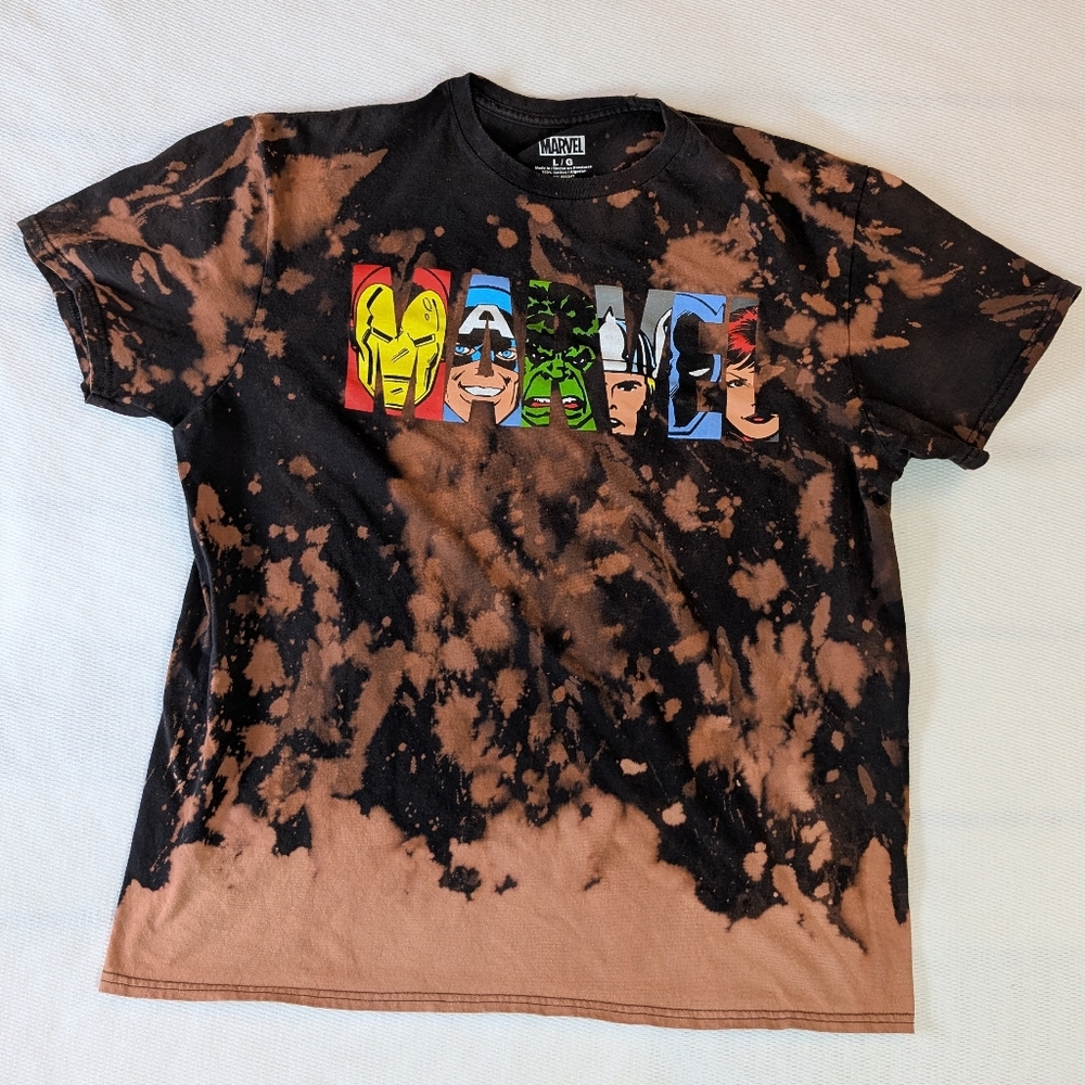 Marvel Avengers Custom Bleach Tie Dye Shirt